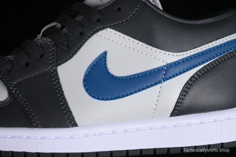 Nike Air Jordan 1 Low AJ1 Black Grey Blue Swoosh Low-Top Lifestyle Basketball Shoes - DC0774-040
