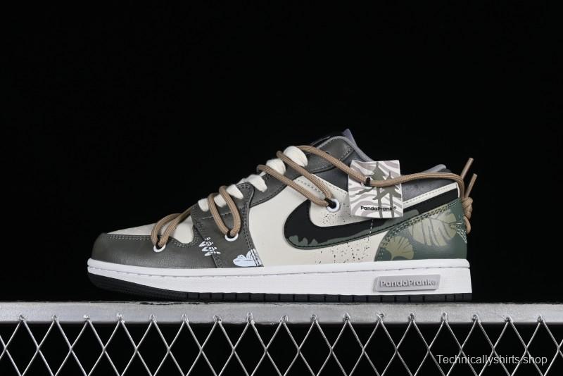 Nike Air Jordan 1 Low Customized Panda Mischief Jungle Adventure Casual Sneakers - 553558-040