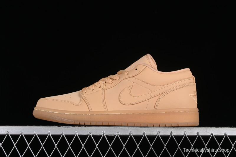 Nike Air Jordan 1 Low AJ1 Lifestyle Basketball Shoes in Warm Yellow with Gum Sole - FZ3972-294