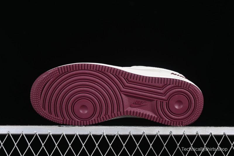 Nike Air Force 1 '07 Low "NIKE" Triple Swoosh Series White Wine Red Classic Casual Sneakers - TV2306-258