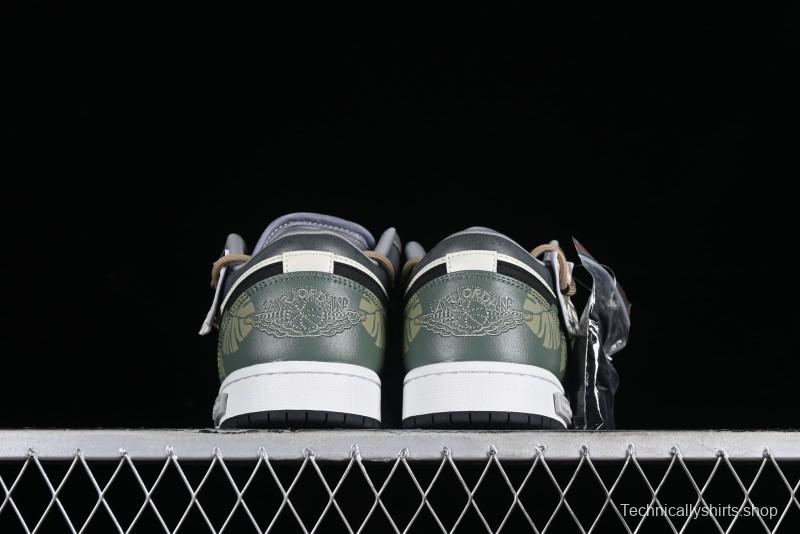 Nike Air Jordan 1 Low Customized Panda Mischief Jungle Adventure Casual Sneakers - 553558-040