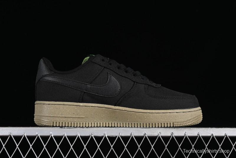 Nike Air Force 1 '07 Low Black Green Canvas Casual Sneakers - FJ4160-001