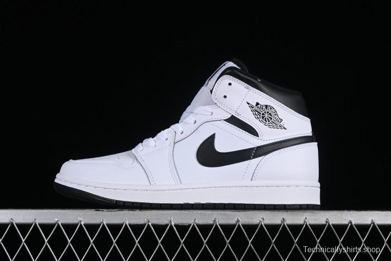 Nike Air Jordan 1 Mid AJ1 White Black Mid-Top Casual Sneakers - DQ8426-132