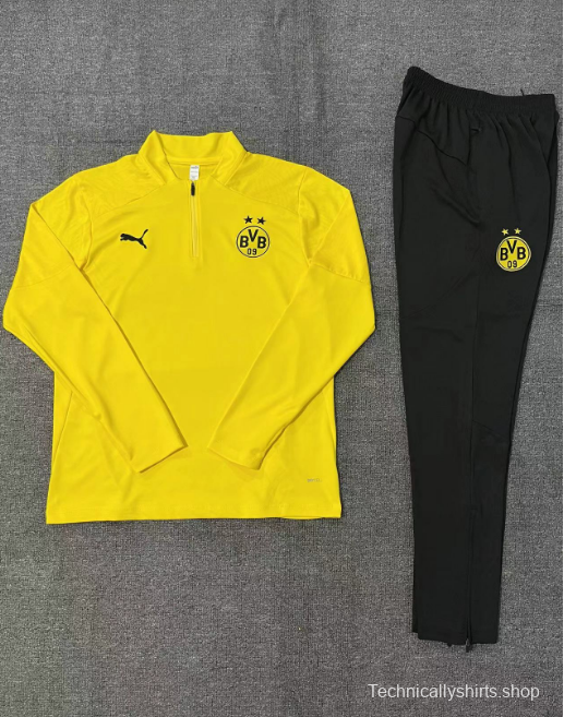 24/25 Kids Borussia Dortmund Yellow Half Zipper Jacket+Long Pants