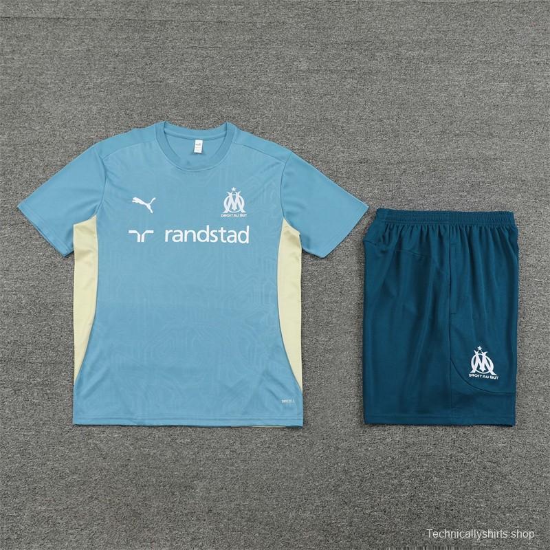 24/25 Olympique Marseille Blue Short Sleeve Jersey+Shorts