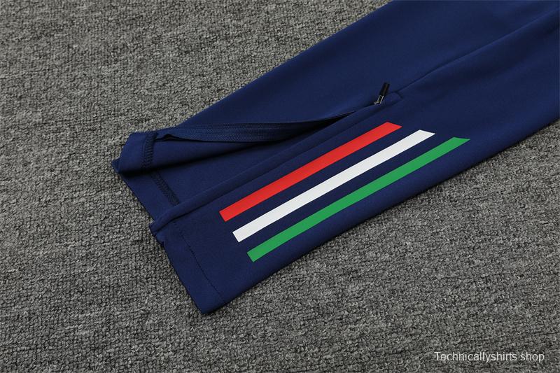 2024 Italy Navy Half Zipper Jacket+Long Pants