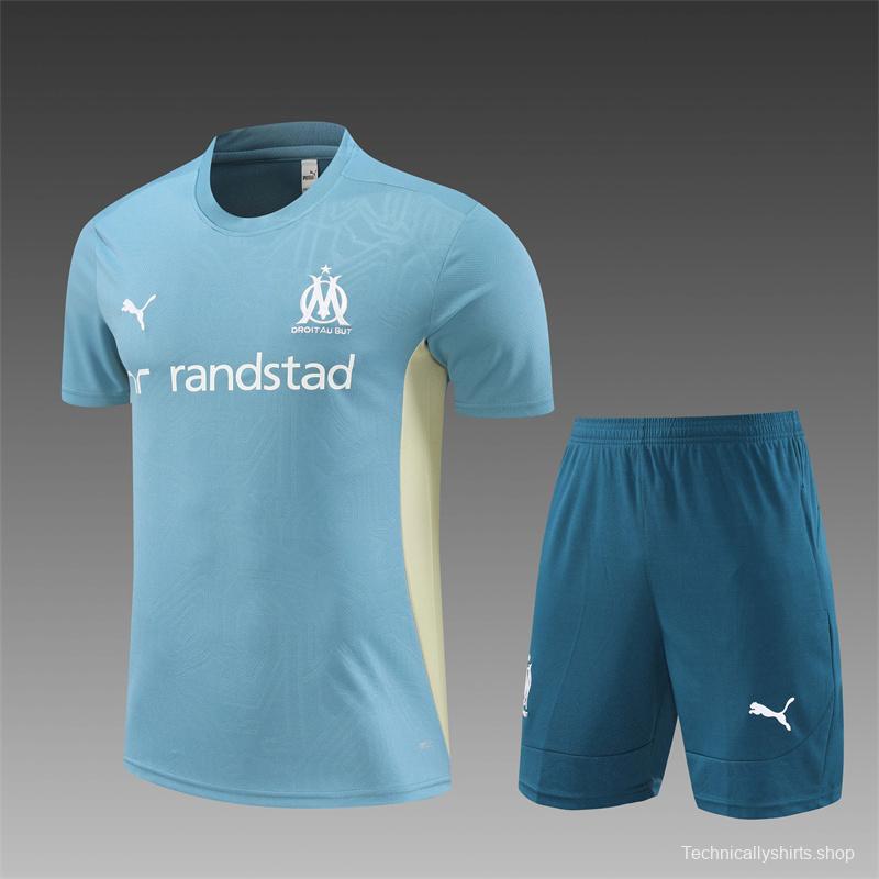 24/25 Olympique Marseille Blue Short Sleeve Jersey+Shorts