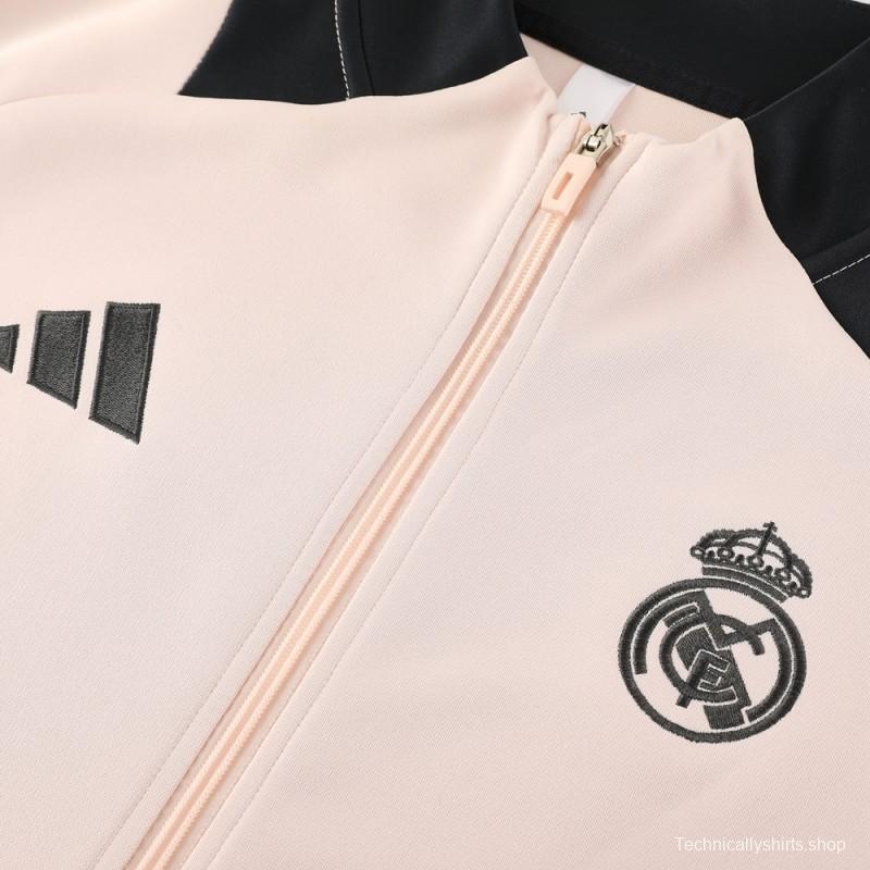 24/25 Real Madrid Pink/Black Full Zipper Jacket +Long Pants