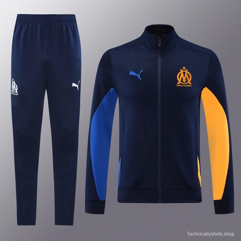 24/25 Olympique Marseille Navy Full Zipper Jacket +Long Pants