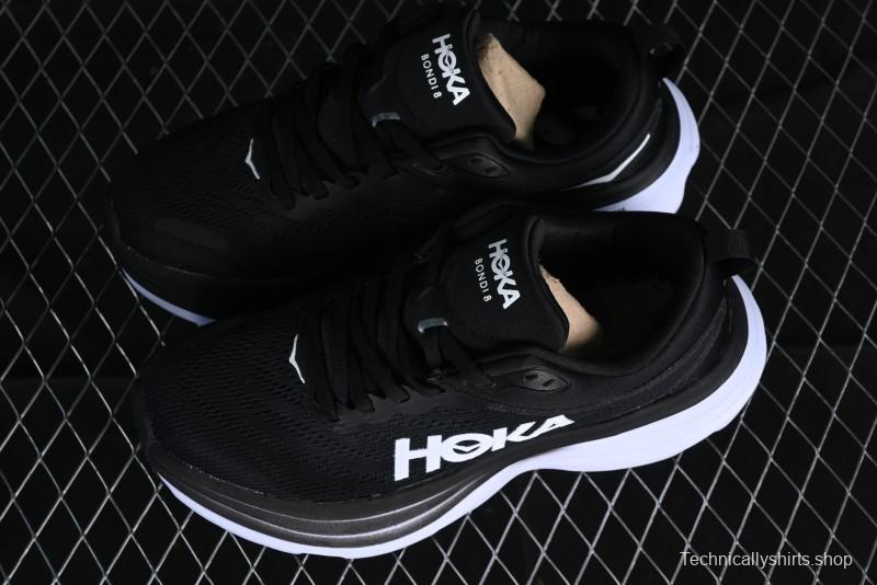 HOKA ONE ONE Bondi 8 Functional Cushioned Running Shoes with Engineered Mesh Upper - 1123202 BWHT