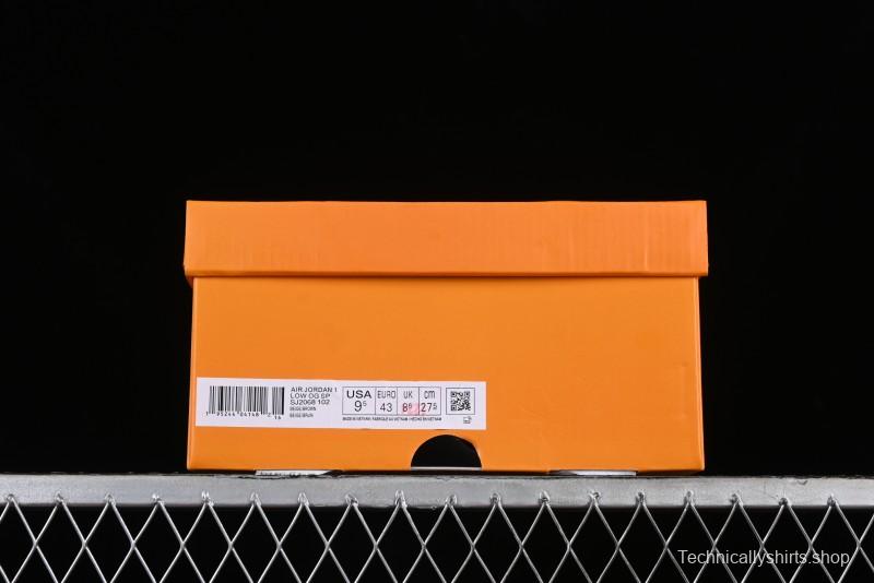 Nike Travis Scott x Fragment Design x Jordan Air Jordan 1 Low OG SP AJ1 LV Light Brown Print Casual Sneakers - SJ2068-102