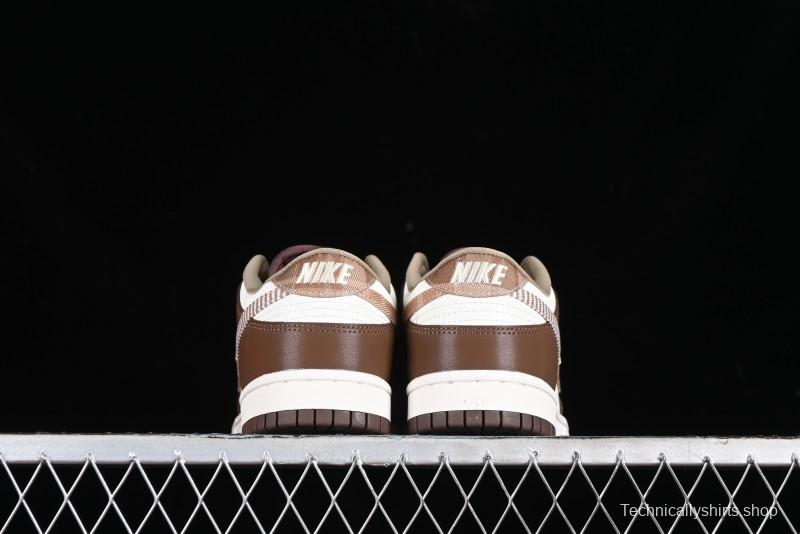 Nike Dunk Low SB White Brown Plaid Casual Skate Shoes - FV3653-191