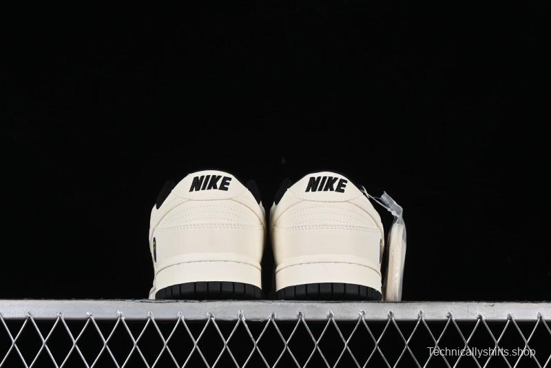 Nike SB Dunk Low BAPE Collaboration - Off-White Black Swoosh Anniversary Custom Low-Top Casual Skate Shoes - XD6188-037