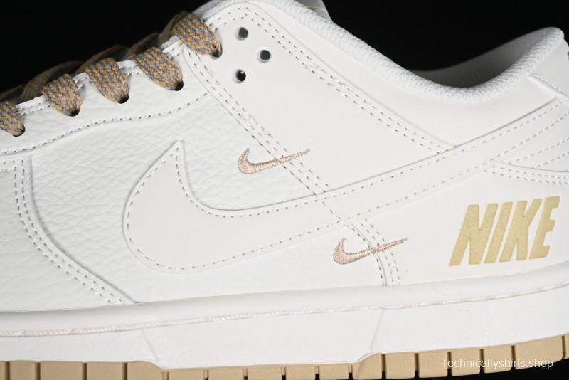 Nike SB Dunk Low Collaboration Three Swooshes Beige Gold Colorway Low-Top Casual Skateboarding Shoes - NK5639-326