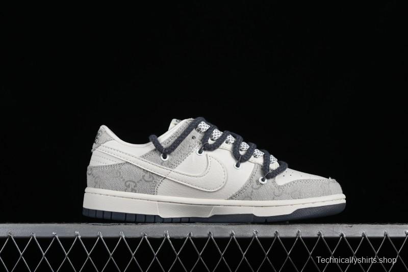 Nike SB Dunk Low Gucci Collaboration - Lace-Up Ash Anniversary High-End Custom Low-Top Casual Sneakers - SJ2068-263