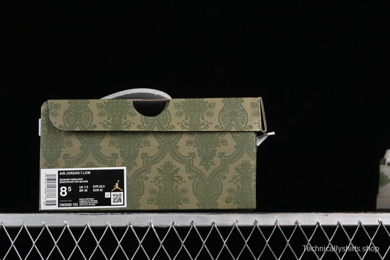Nike Air Jordan 1 Low AJ1 Gucci Collaboration - Beige Green Knit High-End Custom Retro Basketball Shoes - DM5688-103