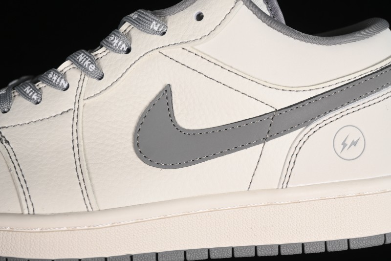 Nike Air Jordan 1 Low AJ1 Lightning Collaboration - Off White Grey Anniversary Custom Edition Low-Top Casual Sneakers - CF3688-020