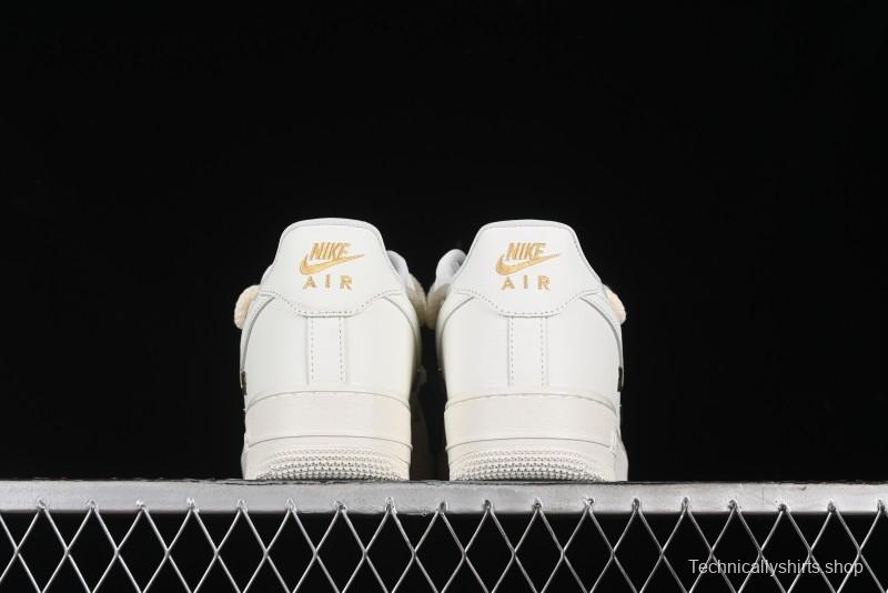 Nike Air Force 1 '07 Low Beige Deconstructed Swoosh Casual Sneakers - FX3654-111