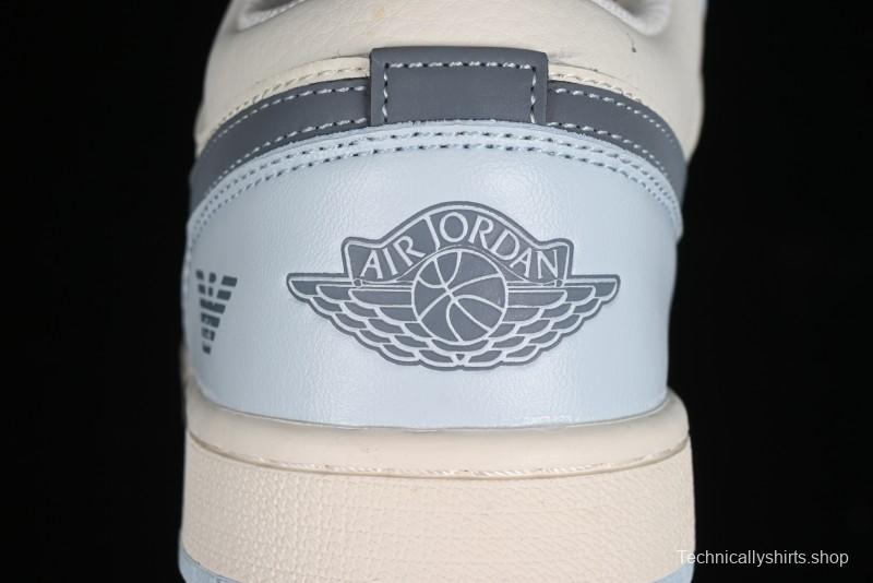 Nike Air Jordan 1 Low Retro Basketball Shoes - Giorgio Armani Collaboration Ice Blue - WG8850-012