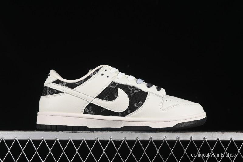 Nike SB Dunk Low LV Collaboration - Beige Black Printed Denim Anniversary High-End Custom Low-Top Casual Skate Shoes - XB3802-357