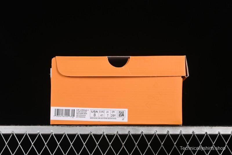 Nike Travis Scott x Fragment Design x Air Jordan 1 Low OG SP AJ1 LV Collaboration - Grey Green Pigskin Low Top Casual Sneakers - XZ1268-005