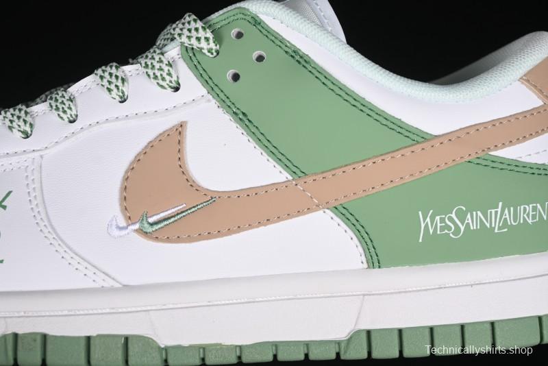 Nike SB Dunk Low YSL Series - White Green Brown Swoosh Anniversary High-End Custom Low-Top Casual Sneakers - GF2409-169
