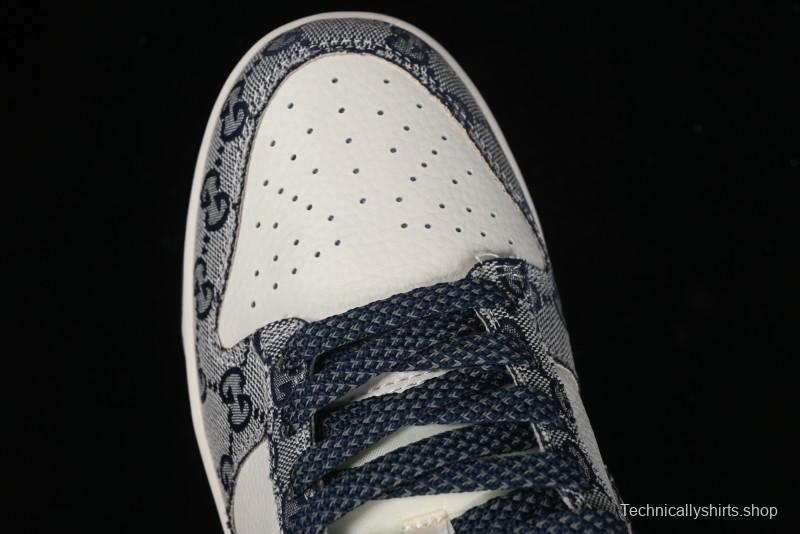 Nike SB Dunk Low Gucci Collaboration - Dark Blue Anniversary High-End Custom Low-Top Casual Skate Shoes - BB9676-313