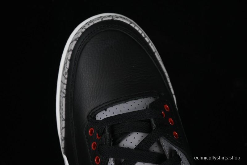 Nike Air Jordan 3 Retro Black Cement Sneakers with Visible Air Cushion - DN3707-010