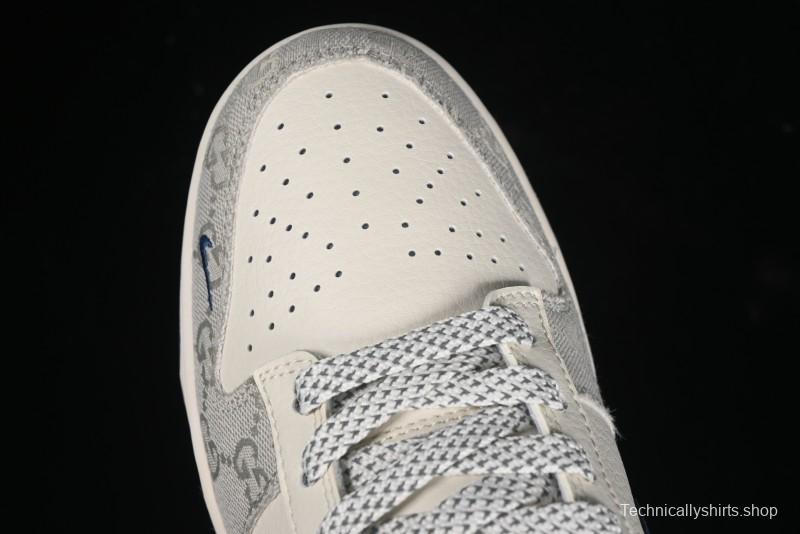 Nike SB Dunk Low Gucci Collaboration - Smoke Blue Anniversary High-End Custom Low-Top Casual Skate Shoes - XX2025-801