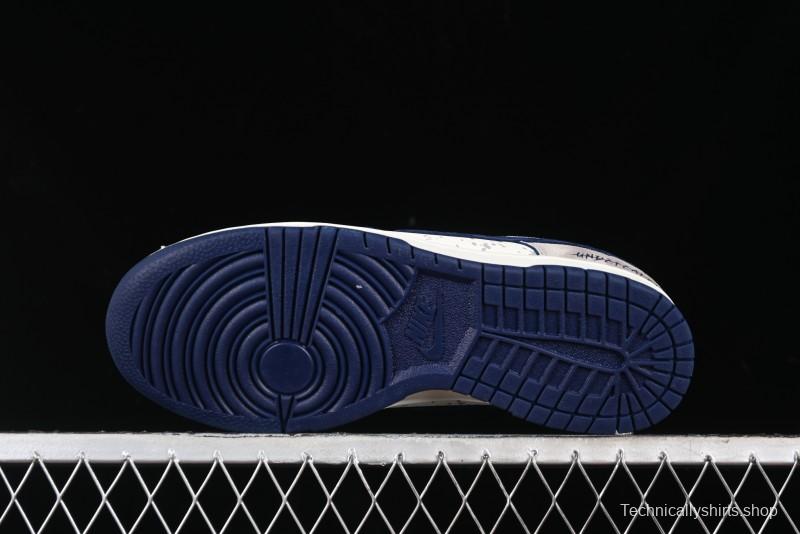 Nike SB Dunk Low UN Collaboration - Splatter Navy Swoosh Anniversary Custom Low-Top Casual Skate Shoes - DJ2024-041