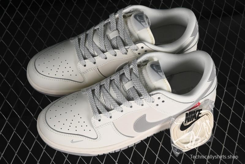 Nike SB Dunk Low Supreme The North Face Collaboration - Light Gray Reflective Swoosh Anniversary Custom Edition Low-Top Casual Skate Shoes - XX2025-628