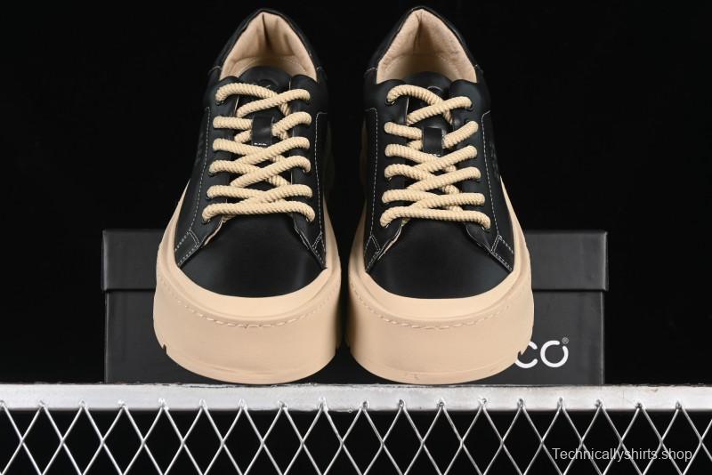 Ecco Street Light Series Autumn Height-Increasing Round-Toe Versatile Casual White Sneakers - 63311901001