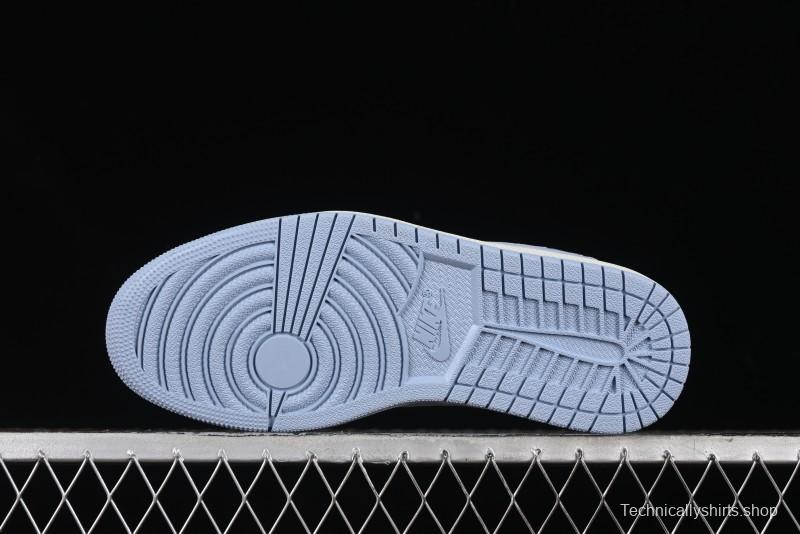 Nike Travis Scott x Fragment Design x Air Jordan 1 Low OG SP AJ1 Supreme Collaboration - Tie-Dye Blue Low-Top Casual Sneakers - CH6336-010