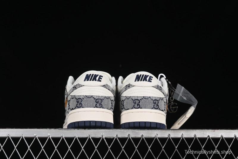 Nike SB Dunk Low Gucci Collaboration - Dark Blue Anniversary High-End Custom Low-Top Casual Skate Shoes - BB9676-313
