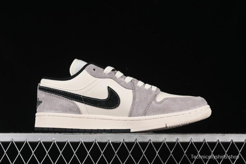 Nike Air Jordan 1 Low Stussy Collaboration - Grey Black Red Label Retro Basketball Shoes - SJ9950-034