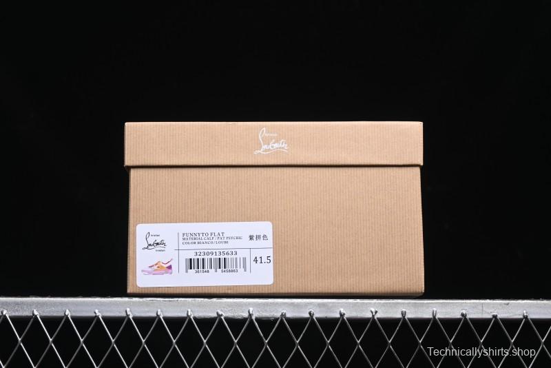 Christian Louboutin Funnyto Flat French Luxury Brand Low-Top Sneakers in Purple Color Block - X.D4