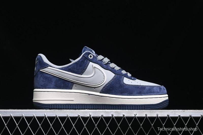 Nike Air Force 1 '07 Low Stussy Collaboration - Grey Blue Suede Low-Top Casual Sneakers - SJ6698-007