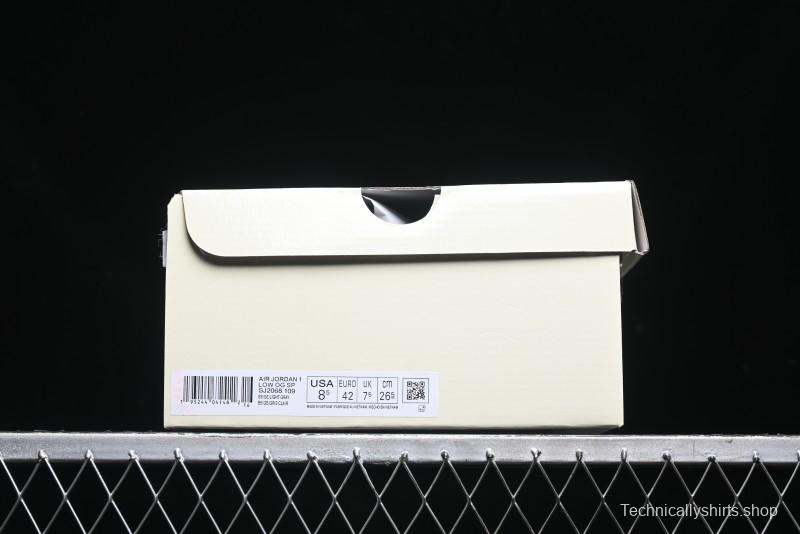 Nike Travis Scott x Fragment Design x Air Jordan 1 Low OG SP AJ1 OF Collaboration - Latte Grey Low Top Casual Sneakers - SJ2068-109