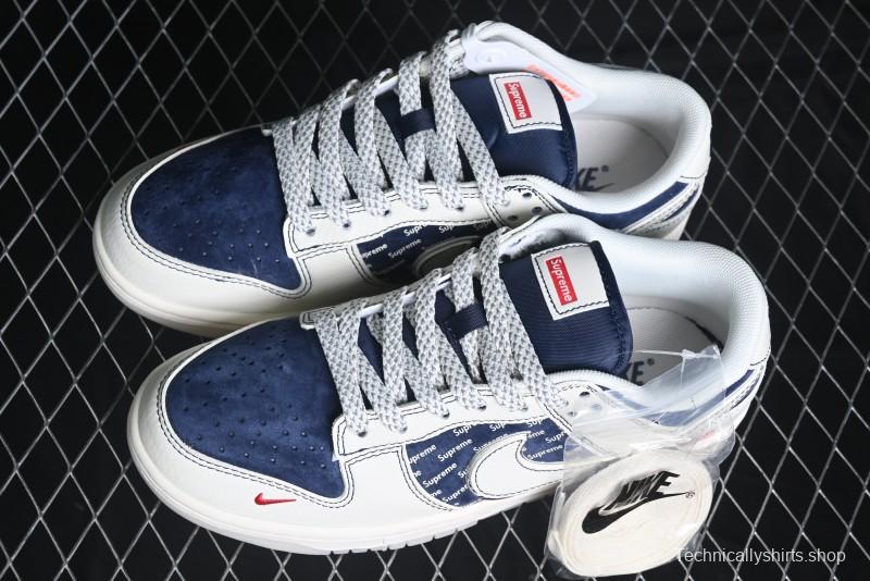 Nike SB Dunk Low Supreme Collaboration - White Blue with Crystal Outsole Anniversary High-End Custom Low-Top Casual Skate Shoes - XS1086-002