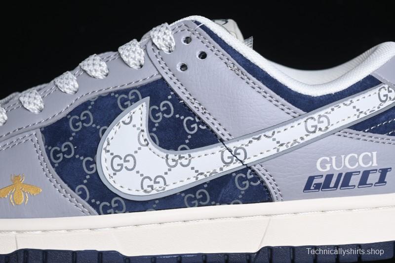 Nike SB Dunk Low Gucci Collaboration - Small Bee Pattern White Swoosh Anniversary High-End Custom Low-Top Casual Sneakers - FC1688-195