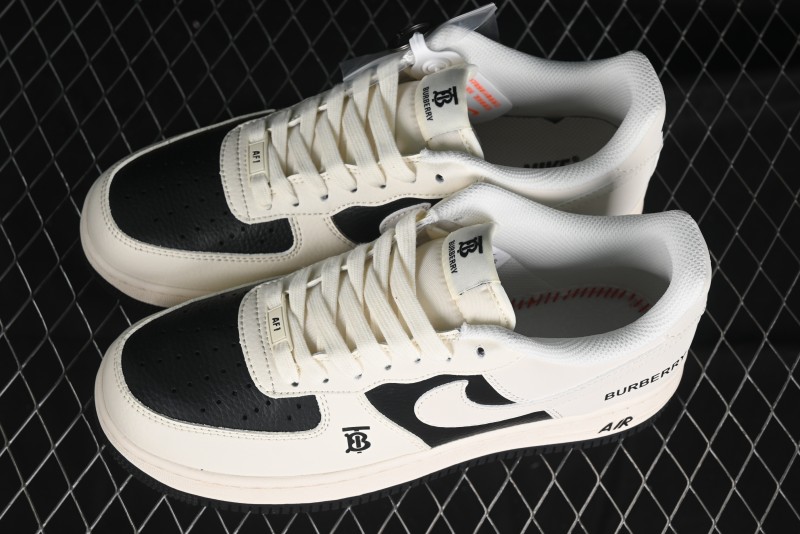 Nike Air Force 1 '07 Low Burberry Collaboration - Black White Patchwork Casual Sneakers - BB8588-227