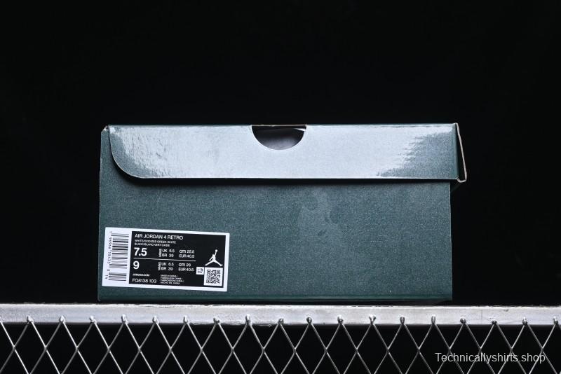 Nike Air Jordan 4 Retro Sneakers in White, Oxidized Green and Neutral Grey - AQ8138-103