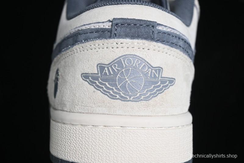 Nike Air Jordan 1 Low AJ1 Bape Collaboration - Custom High-End Retro Basketball Shoes with Light Grey Check - DM9188-008