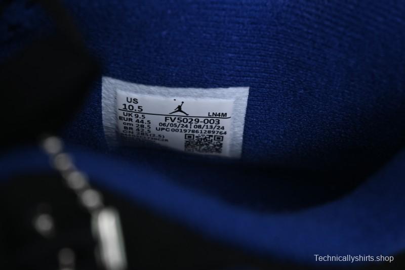 Nike Air Jordan 4 Retro Basketball Shoes with Black-Grey-Blue Color Blocking - FV5029-003