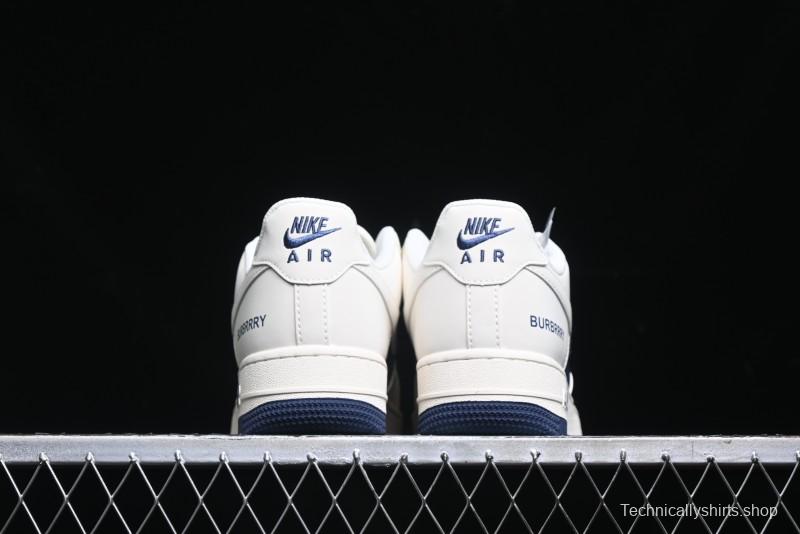 Nike Air Force 1 '07 Low Burberry Collaboration - Off White Navy Blue Patchwork Low Top Casual Sneakers BB8588-222