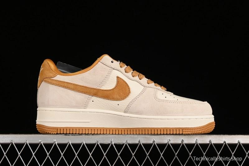 Nike Air Force 1 '07 Low Stussy Collaboration - Wheat Pig Leather Low-Top Casual Sneakers - HD1968-020