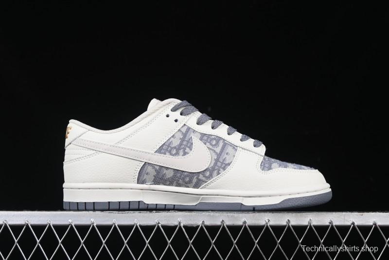 Nike SB Dunk Low Dior x Stone Island Triple Collaboration - Anniversary High-End Custom Low-Top Casual Sneakers - DM6868-043