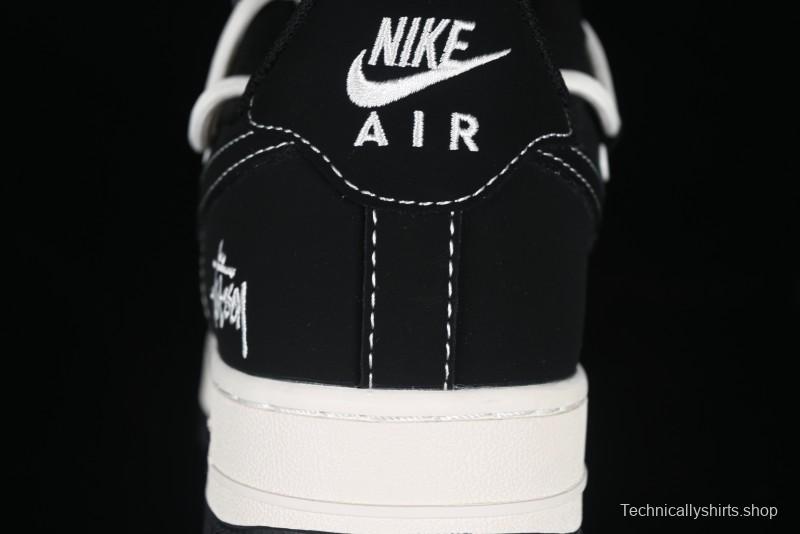Nike Air Force 1 '07 Low Stussy Collaboration Black White Lace-Up Low-Top Casual Sneakers - SJ1198-108