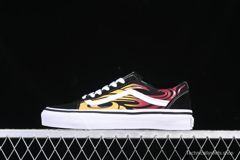 Vans Old Skool Flame Red Low-Top Casual Skate Shoes - VN000CQDBA5