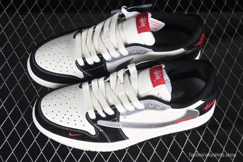 Nike Travis Scott x Fragment Design x Air Jordan 1 Low OG SP AJ1 Retro Sneakers with Unique Collaboration Design - DM9288-007